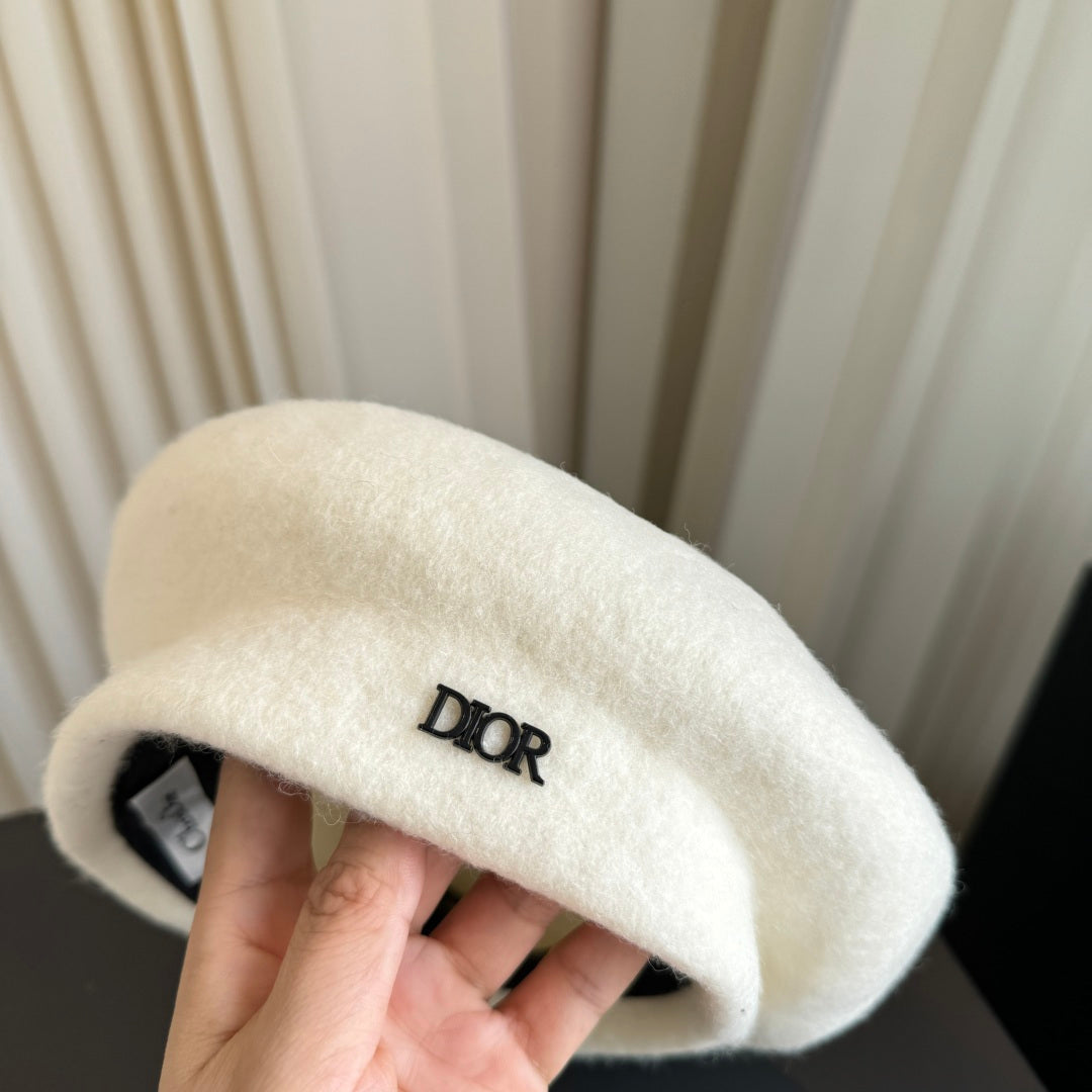Dior Wool Cashmere Beret White Hat 454010