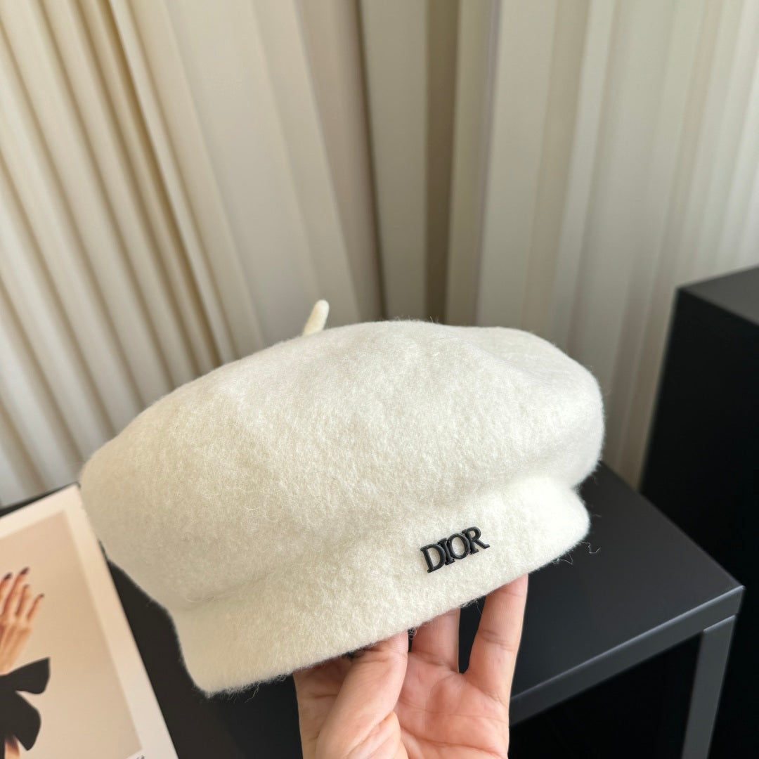 Dior Wool Cashmere Beret White Hat 454010