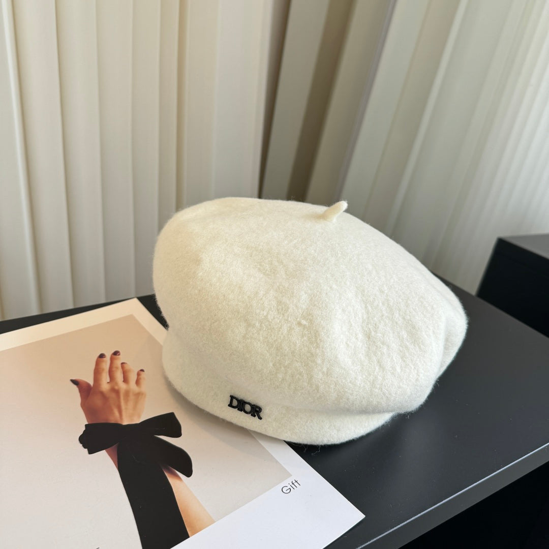 Dior Wool Cashmere Beret White Hat 454010