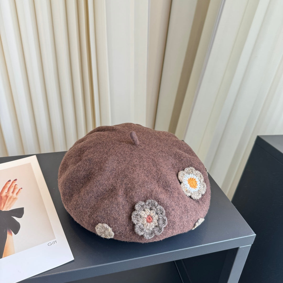 Miumiu Cashmere Beret With Flower 448018