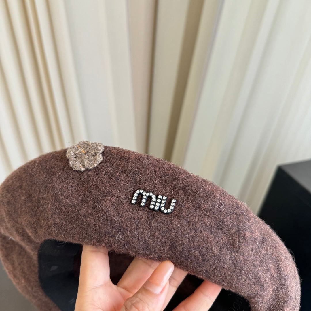 Miumiu Cashmere Beret With Flower 448018
