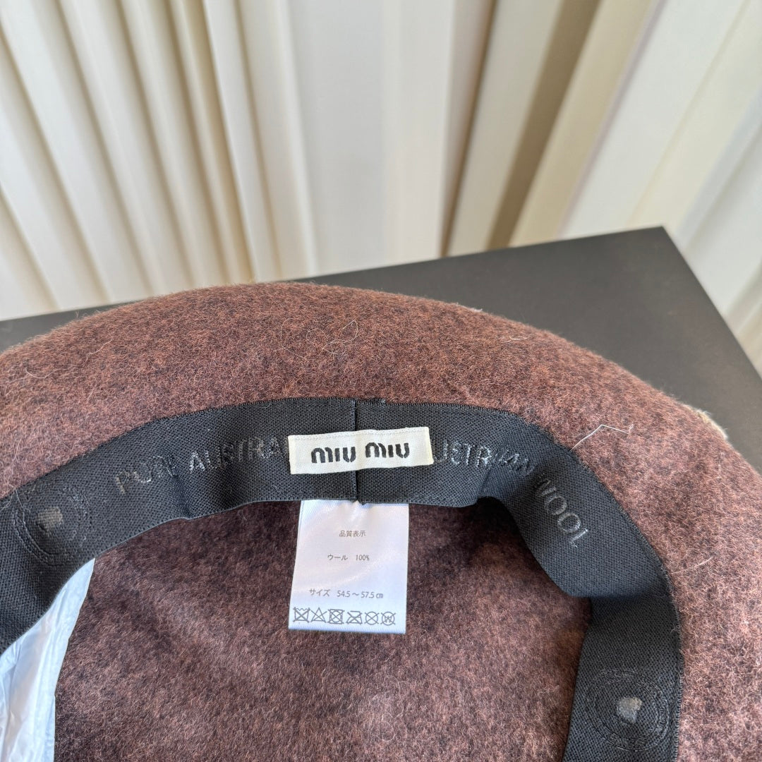 Miumiu Cashmere Beret With Flower 448018