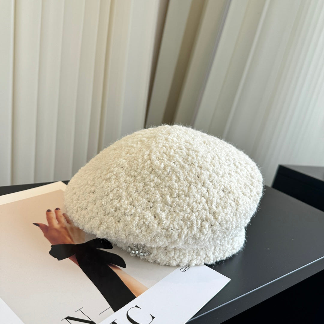 Chanel Wool Cashmere Beret White Hat 454011