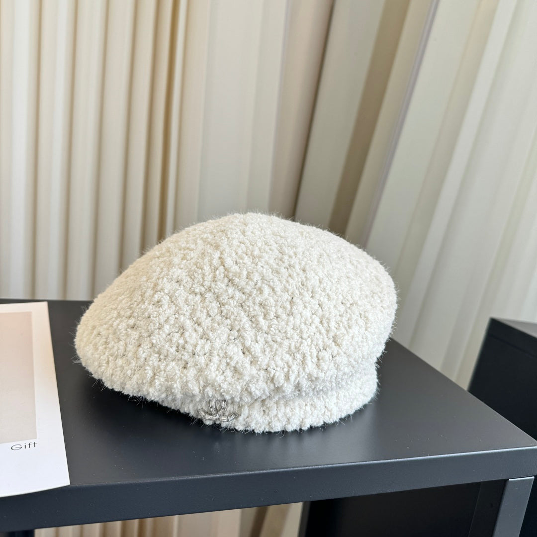 Chanel Wool Cashmere Beret White Hat 454011