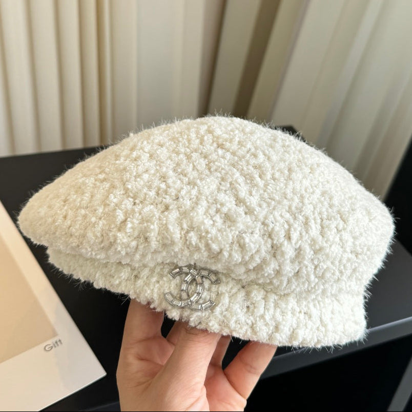 Chanel Wool Cashmere Beret White Hat 454011