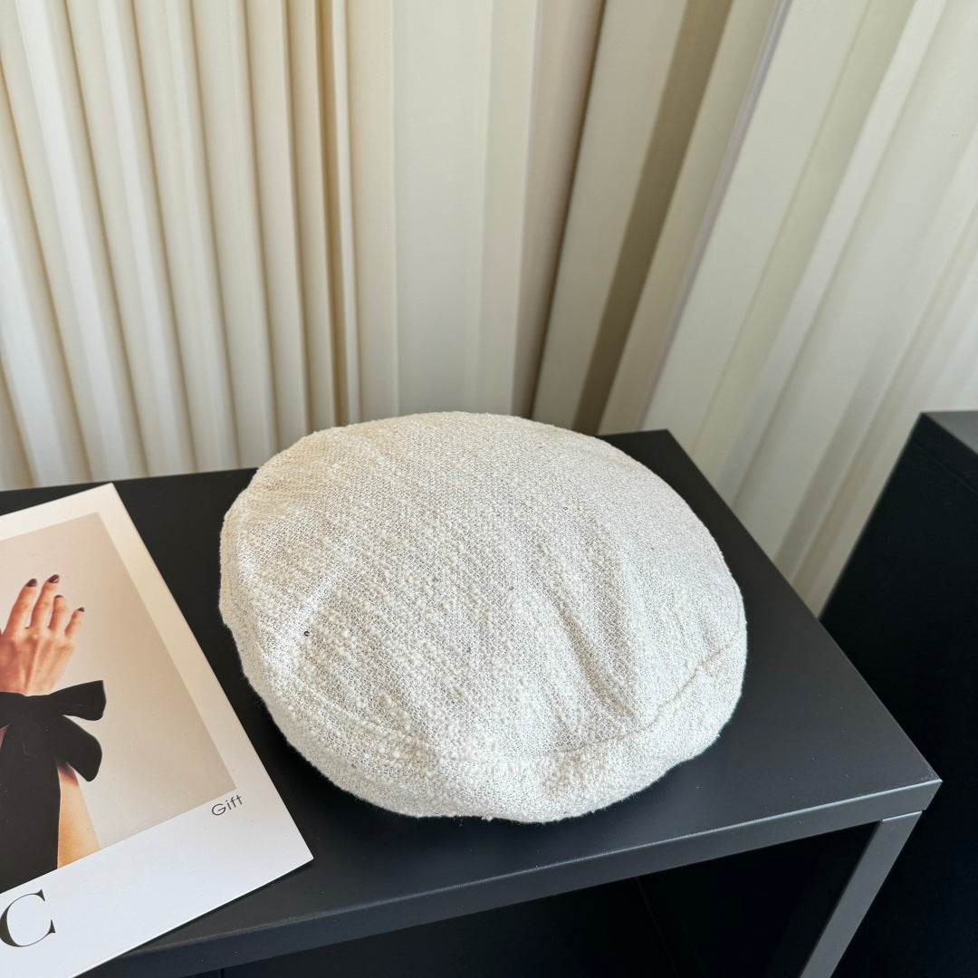 Chanel Tweed Beret White Hat 454013