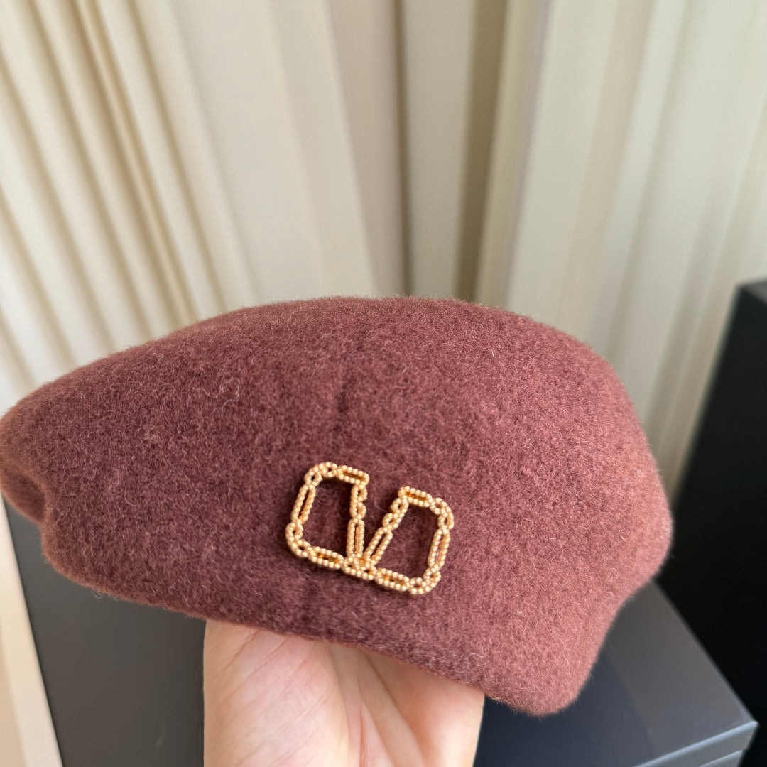 Valentino Wool Cashmere Beret Hat 454014