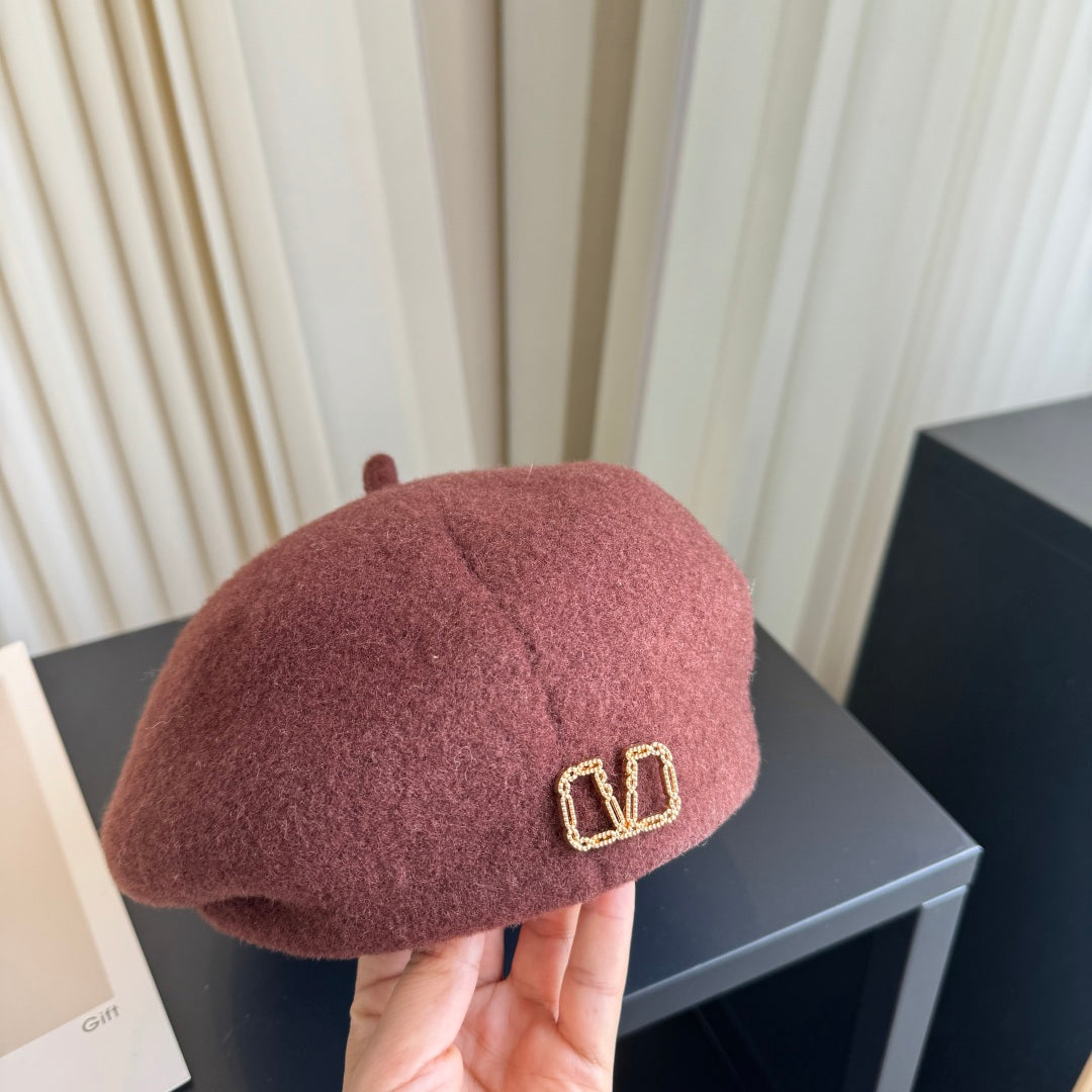Valentino Wool Cashmere Beret Hat 454014