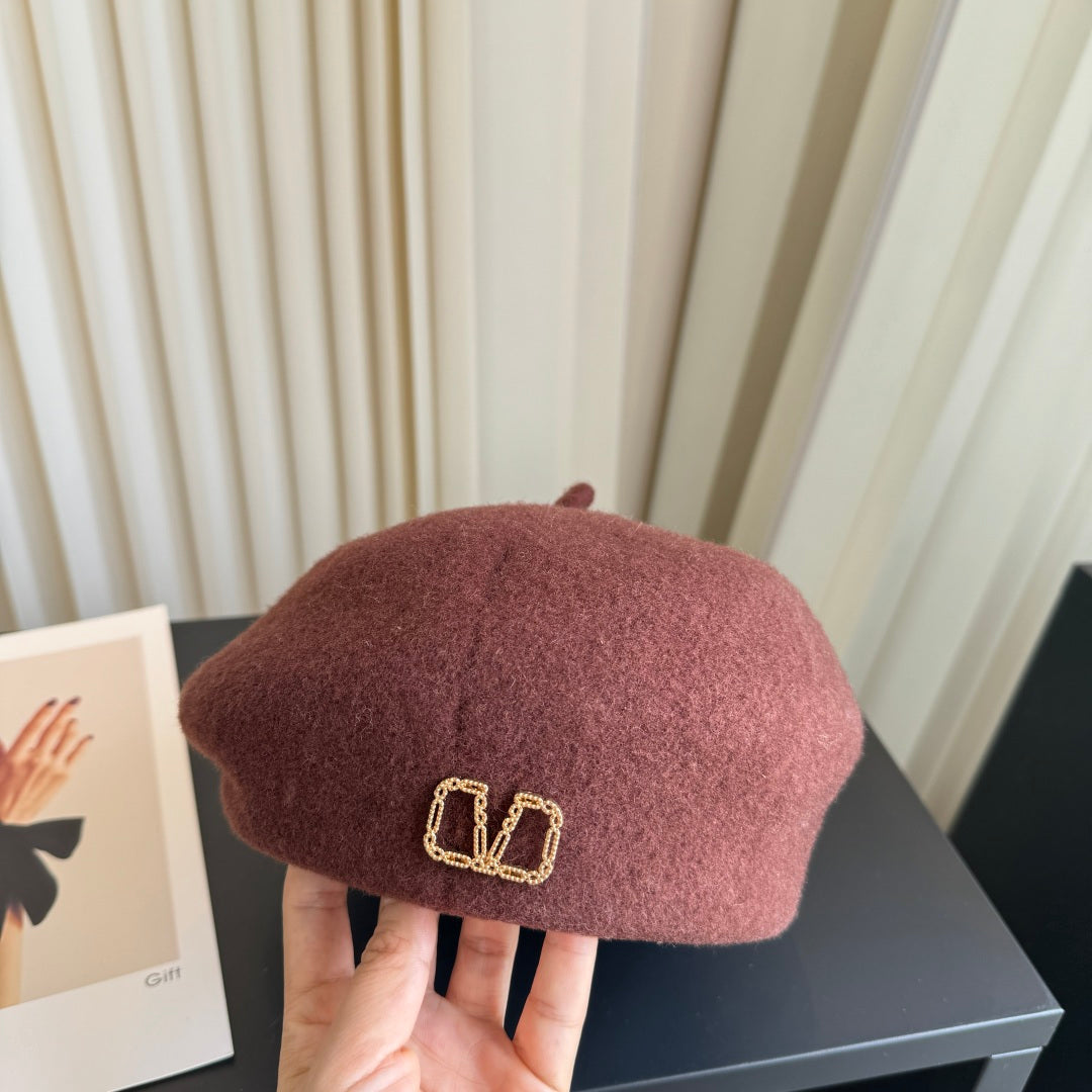 Valentino Wool Cashmere Beret Hat 454014