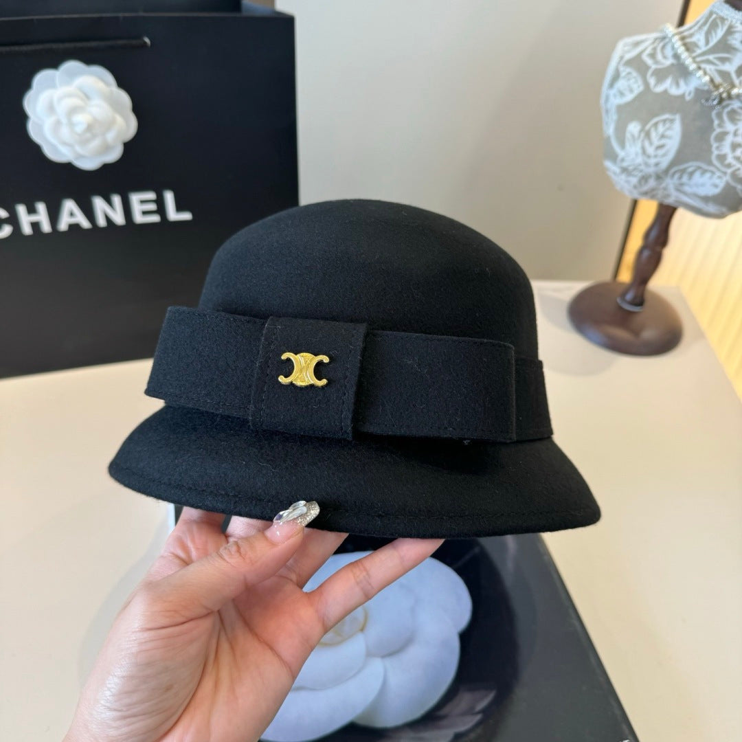 Chanel Bow Cashmere Bucket Hat 425553