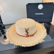 YSL Flat-top Straw Hat 412983