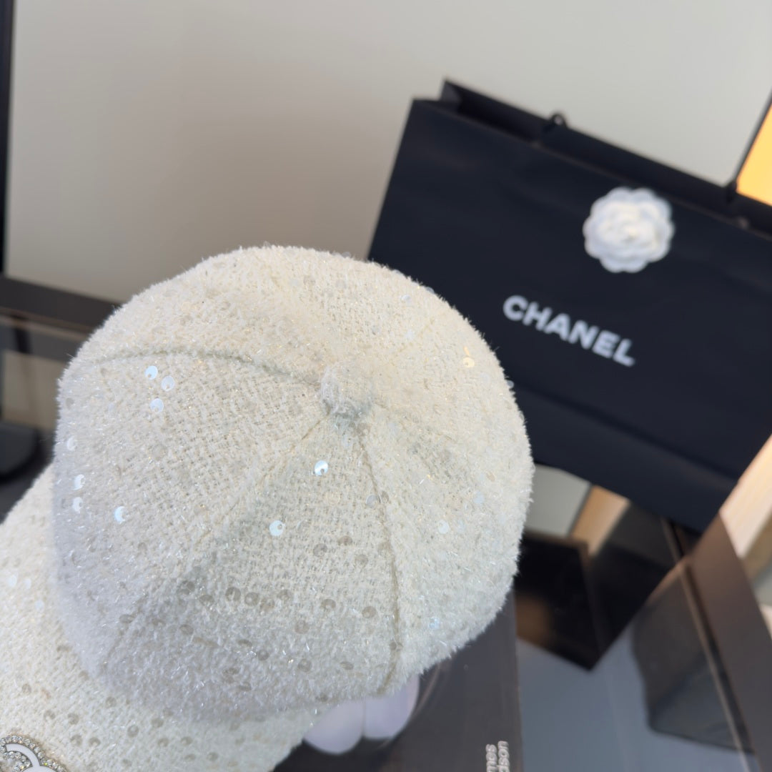 Chanel Embellished With Sparkling Sequin Baseball Cap 447891
