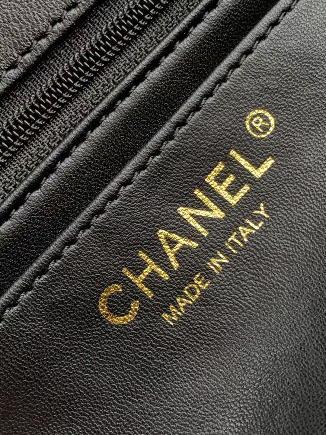 CC 25P Mini Flap Bag 20cm Black White Calfskin