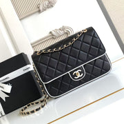CC 25P Mini Flap Bag 23cm Black White Calfskin