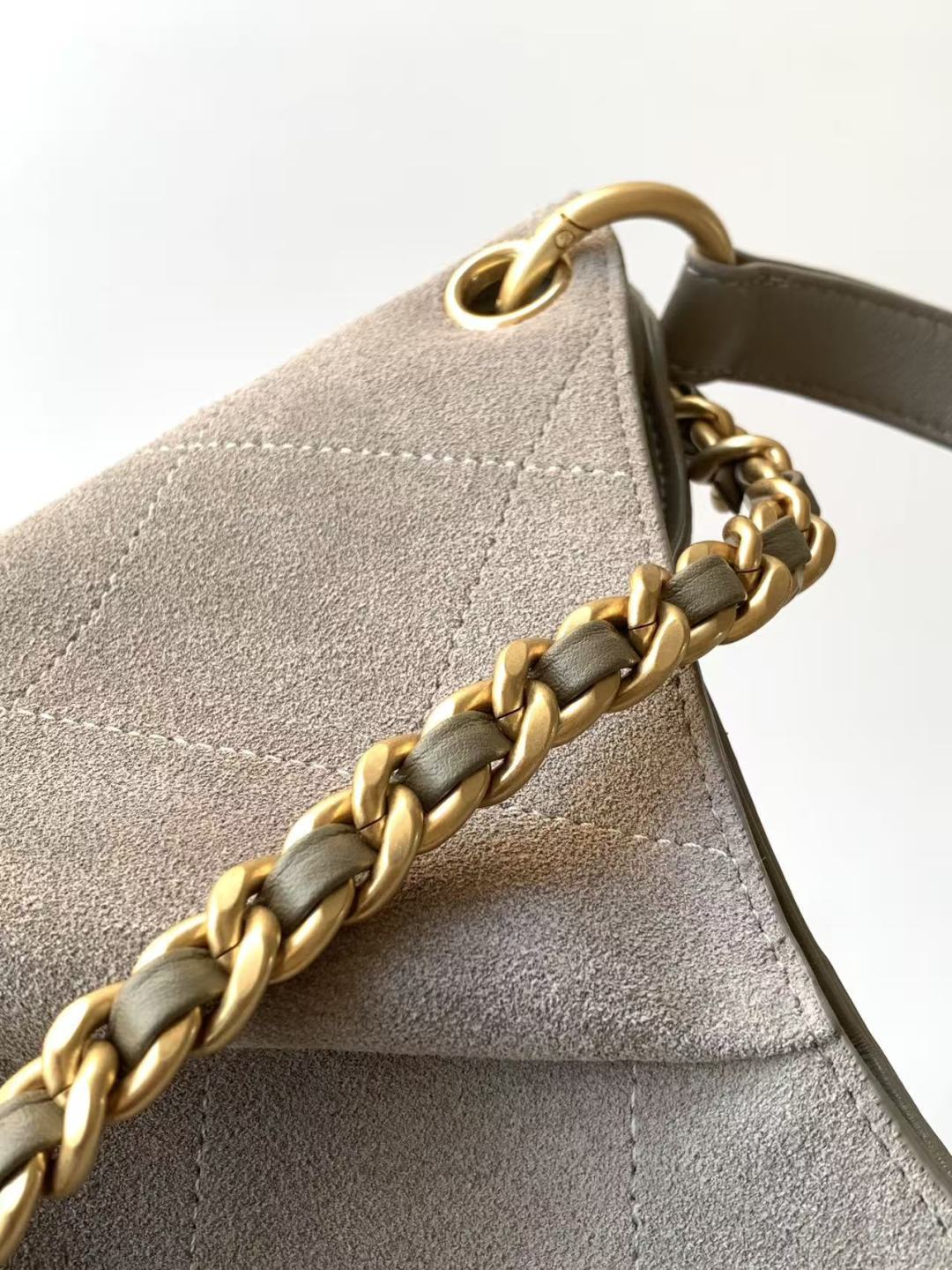 Chanel 2026 Hippie Hobo Bag 35cm Gray Suede 326216