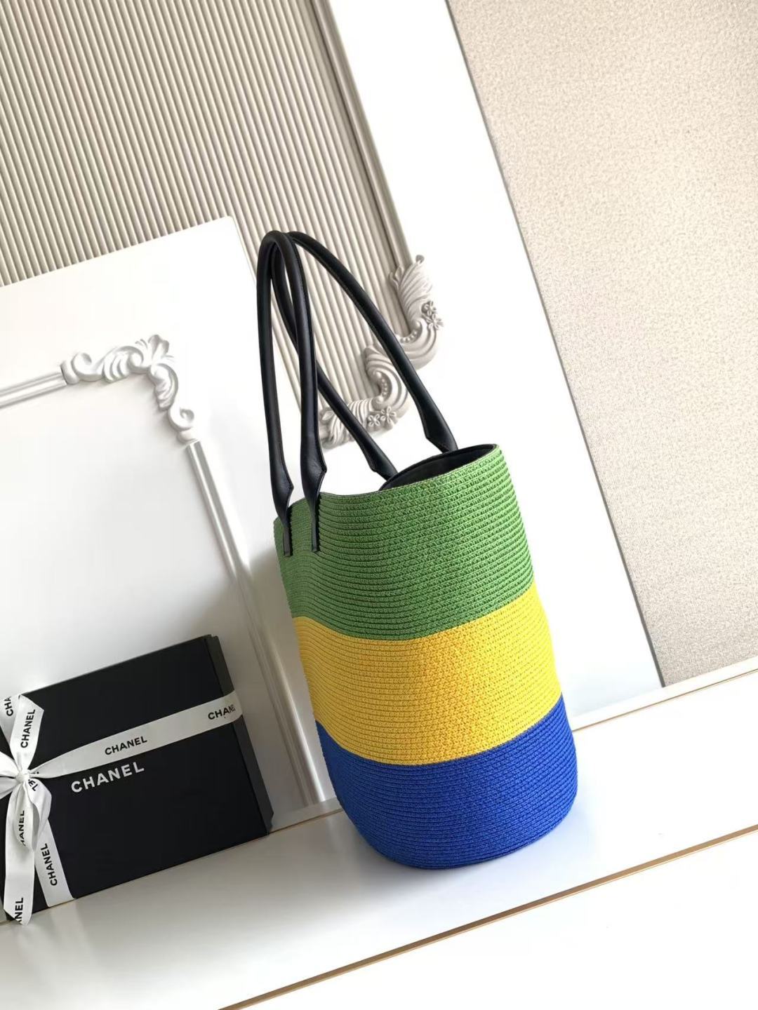 Chanel 2026 Maxi Shopping Bag 23cm Raffia Calfskin
