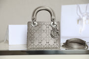 CD Lady Dior Mini Diamond Bag Gray Satin