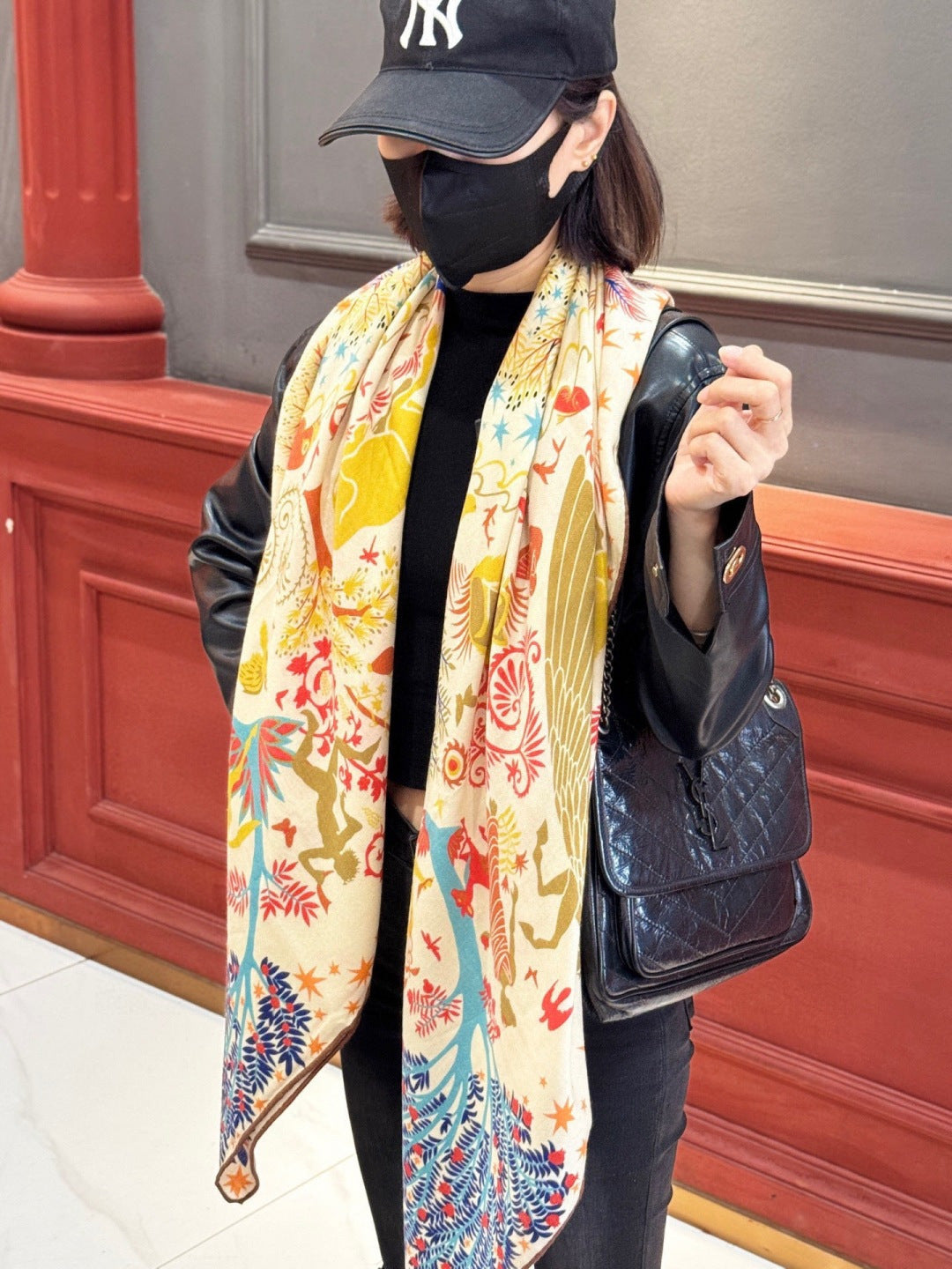 HM 25s Scarf 140cm Multicolor Cashmere Silk 962467