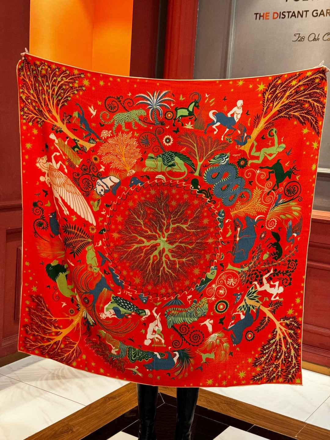 HM 25s Scarf 140cm Orange Colorful Cashmere Silk 962470