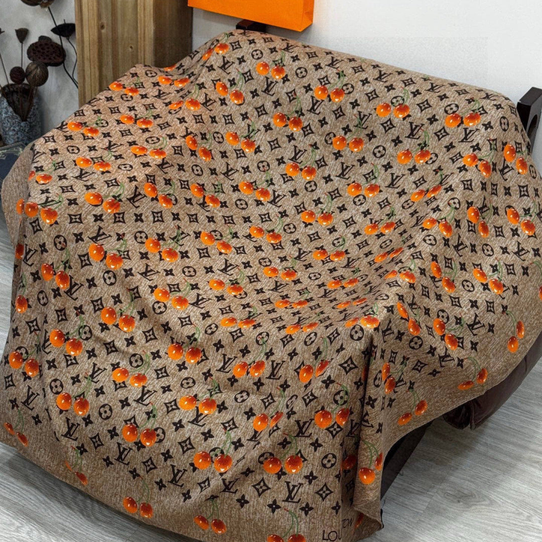 LV X TM MONOGRAM Scarf Light Brown Orange Silk Cashmere 965426