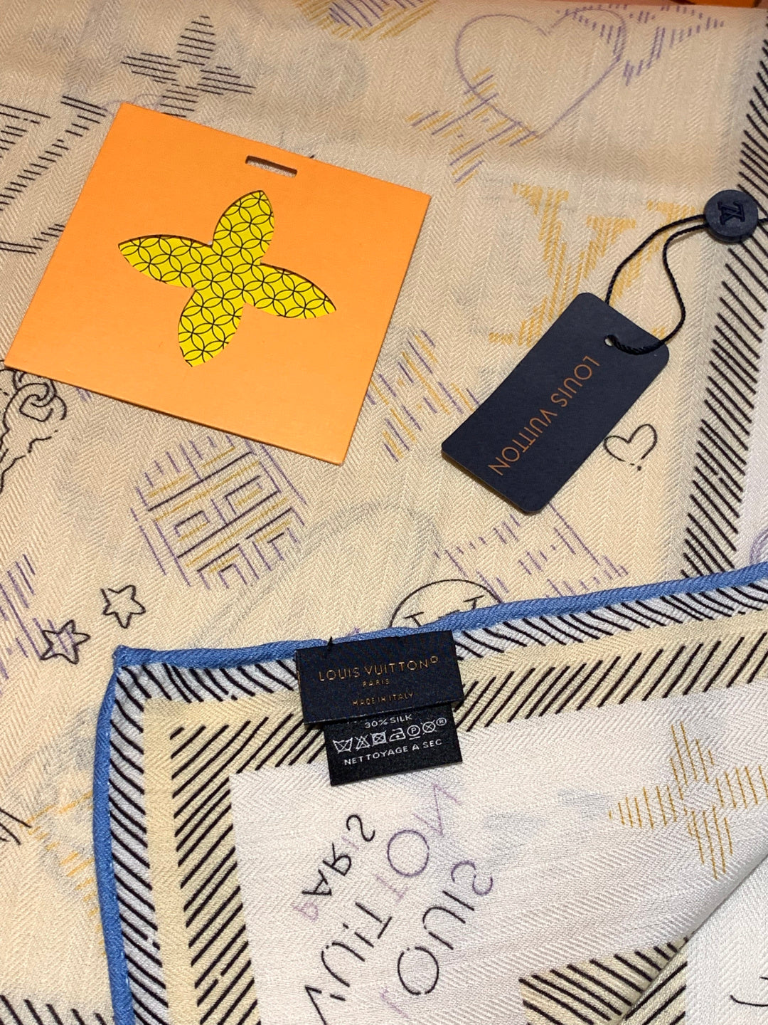 LV Double-sided velvet 140cm Light Yellow Silk Cashmere 967396