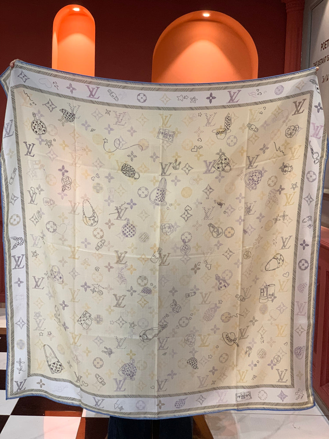 LV Double-sided velvet 140cm Light Yellow Silk Cashmere 967396