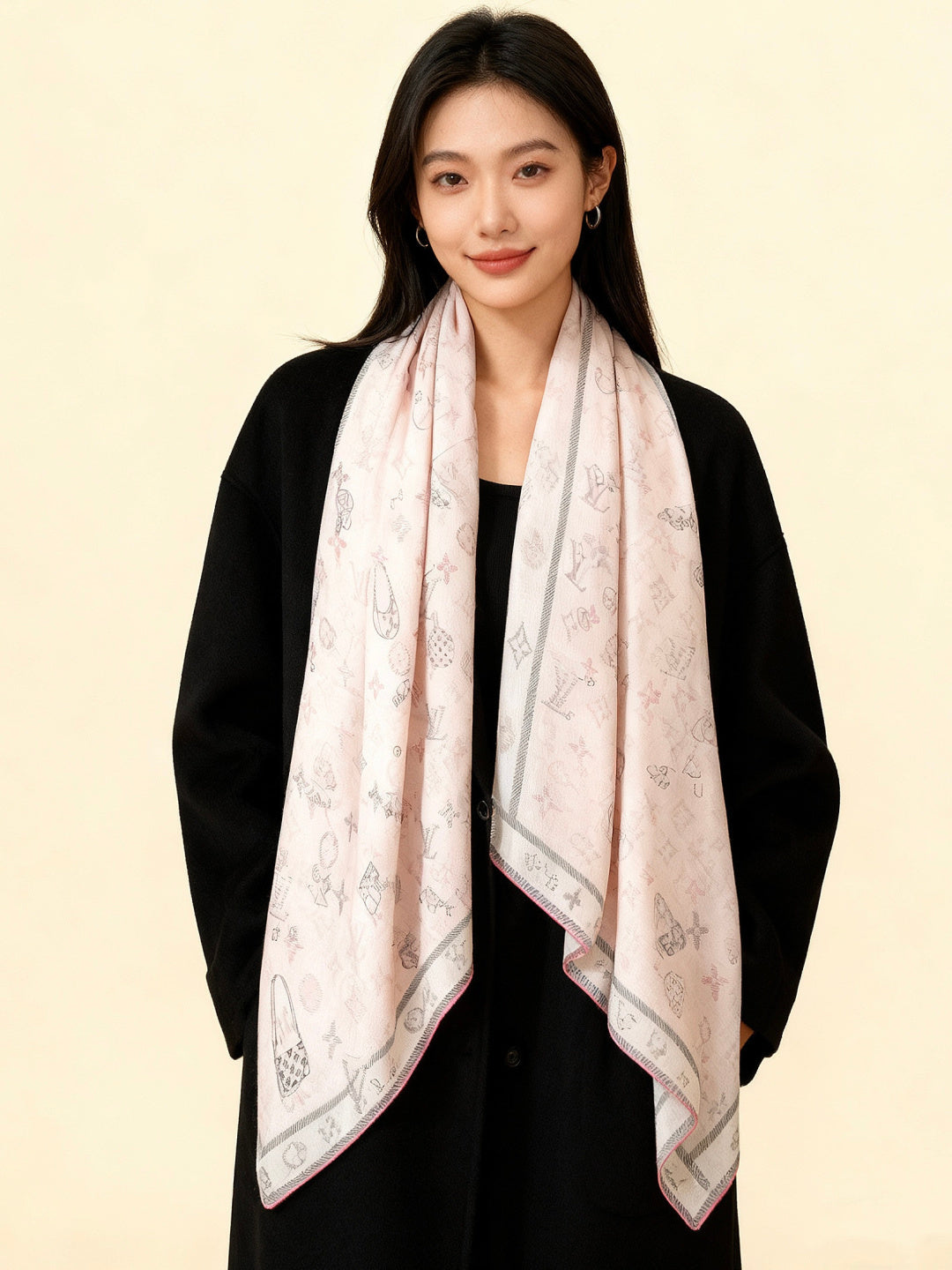 LV Double-sided velvet 140cm Pink Silk Cashmere 967397