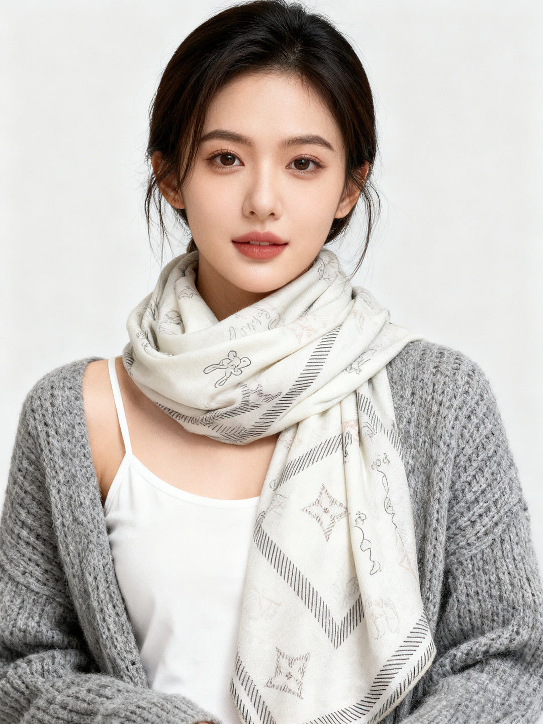 LV Double-sided velvet 140cm Cream Silk Cashmere 967398