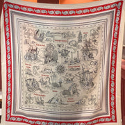 HM 25s Sailor Tattoo Scarf 140cm Red White Black Cashmere Silk 967418