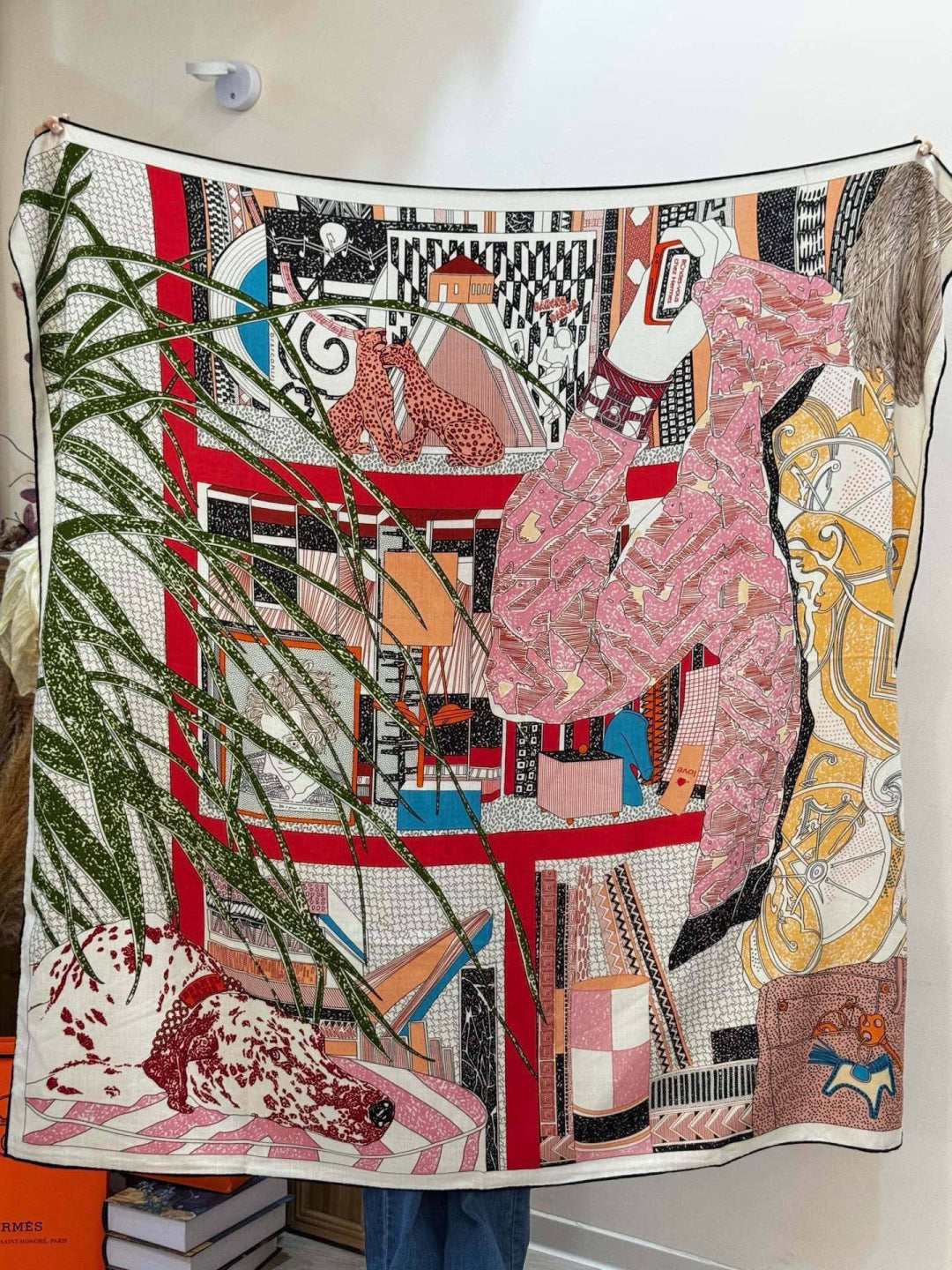 HM 25s Essential Scarf 140cm Pink Colorful Cashmere Silk 967424