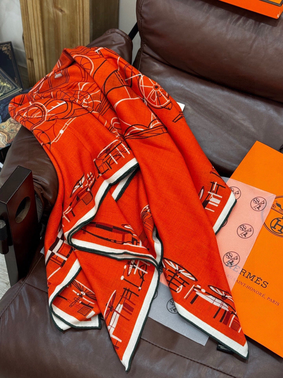 HM 25s Amazing Reversible Scarf 140cm Orange Cashmere Silk 970958