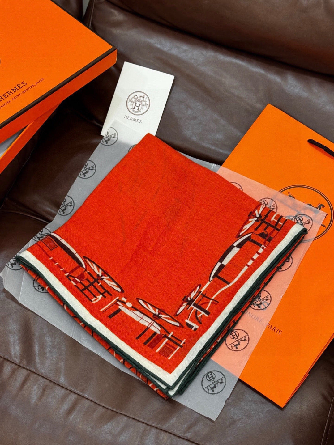 HM 25s Amazing Reversible Scarf 140cm Orange Cashmere Silk 970958