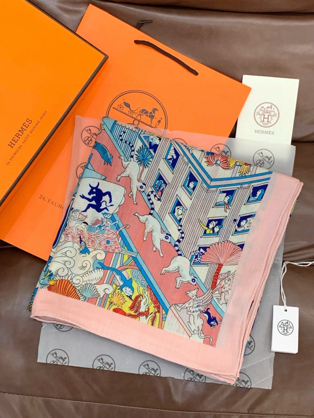 HM 25s Scarf 140cm Blue Multicolor Cashmere 973038