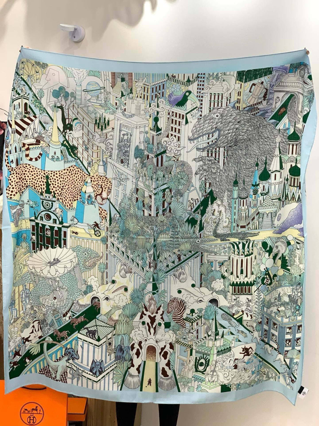 HM 25s The King Scarf 140cm Blue Black Cashmere 973040