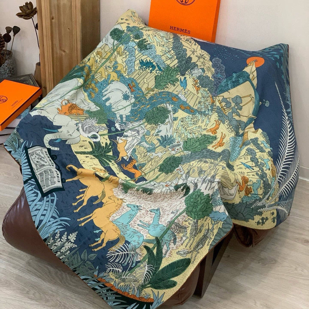 HM 25s The King Scarf 140cm Blue Green Cashmere 973044