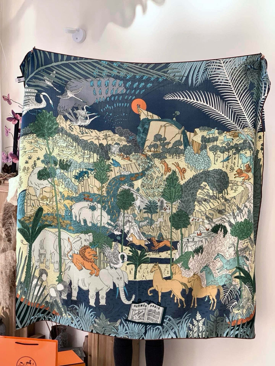 HM 25s The King Scarf 140cm Blue Green Cashmere 973044