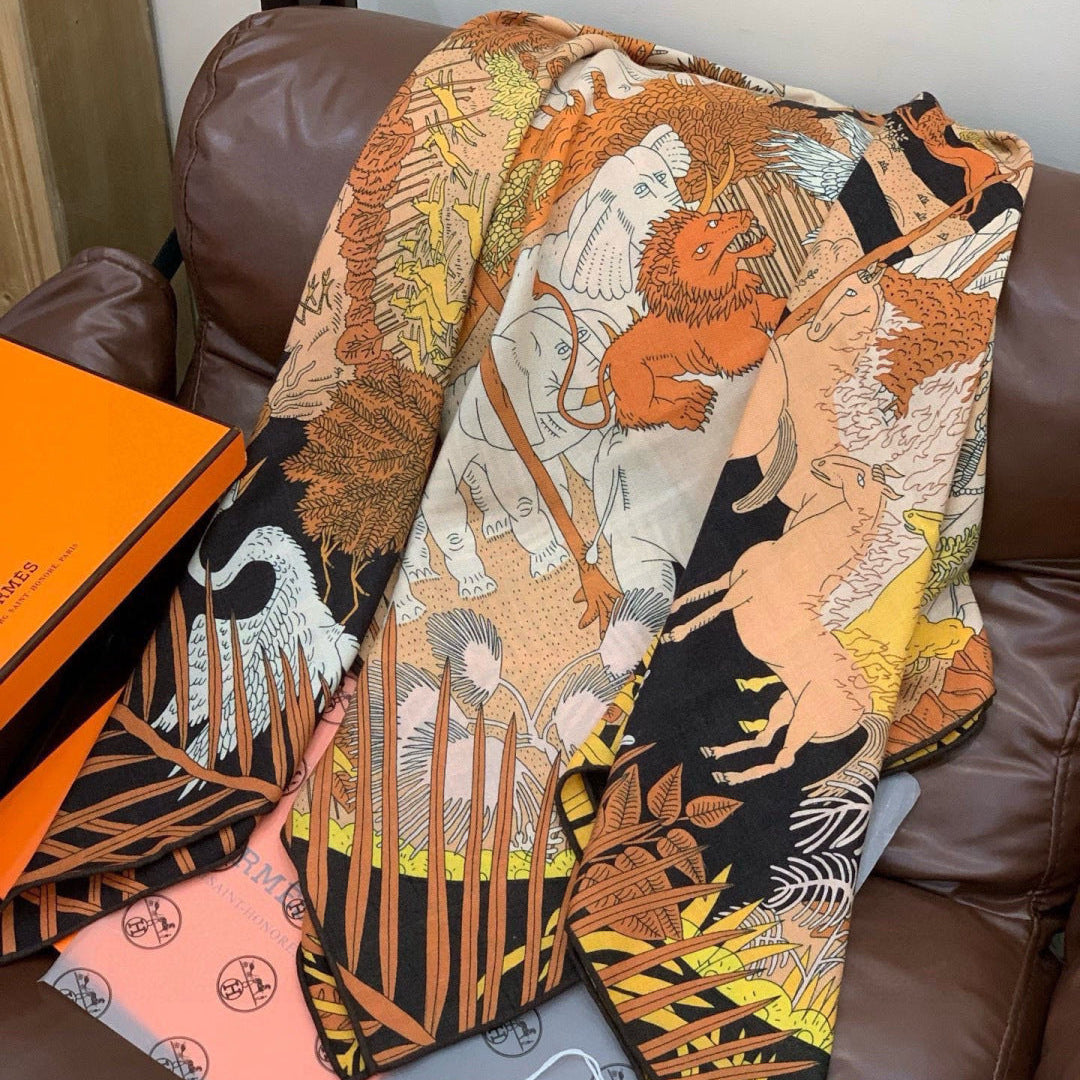 HM 25s The King Scarf 140cm Brown Black Cashmere 973046