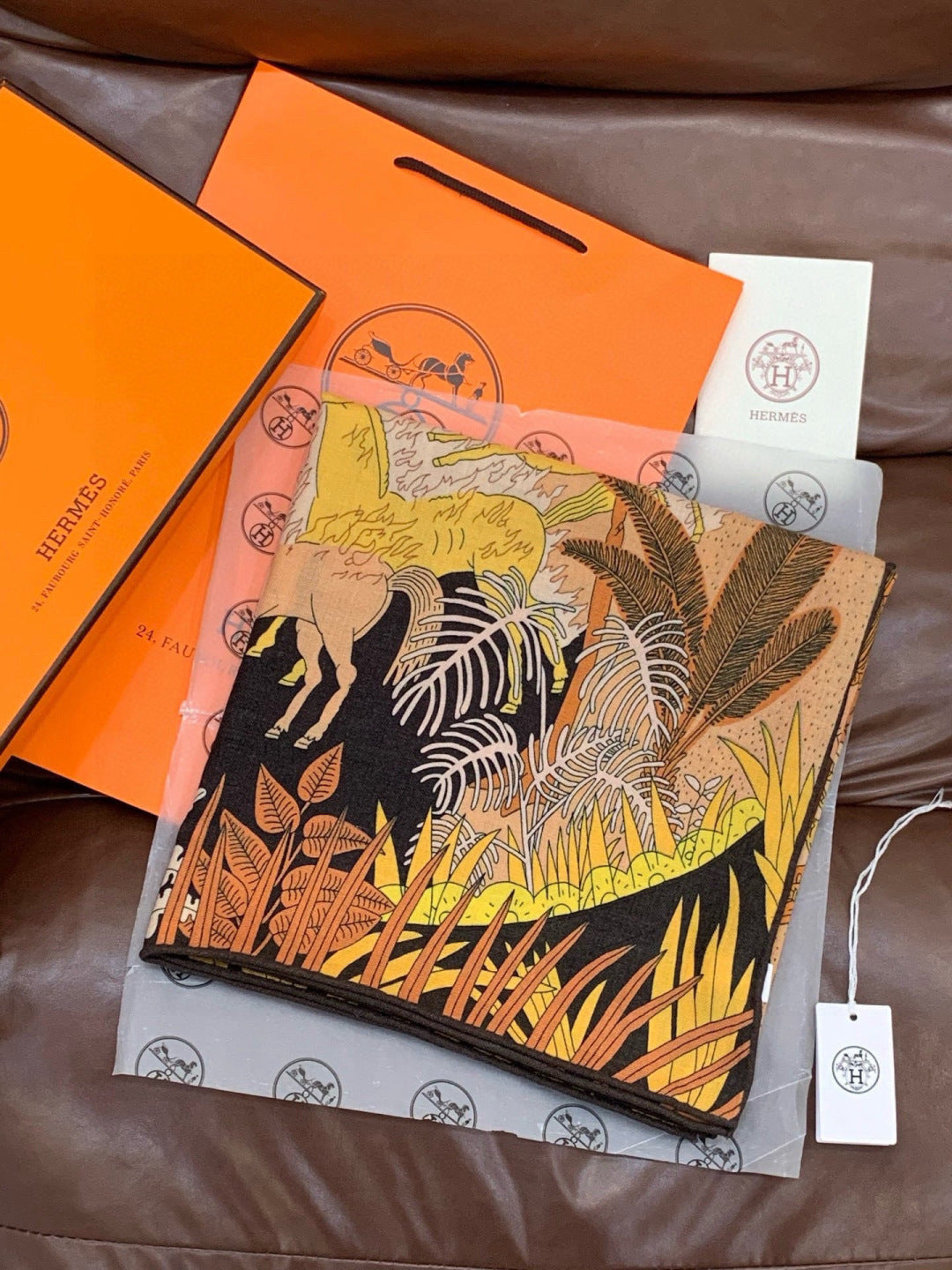 HM 25s The King Scarf 140cm Brown Black Cashmere 973046