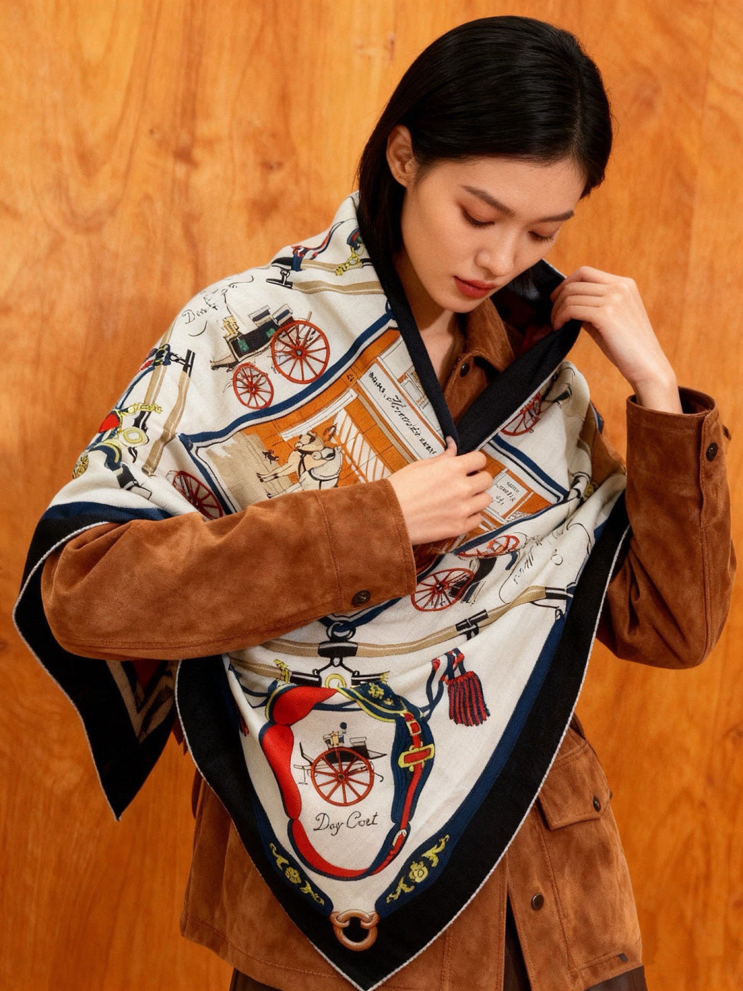 HM 25s The King Scarf 140cm Black White Colorful Cashmere 973051