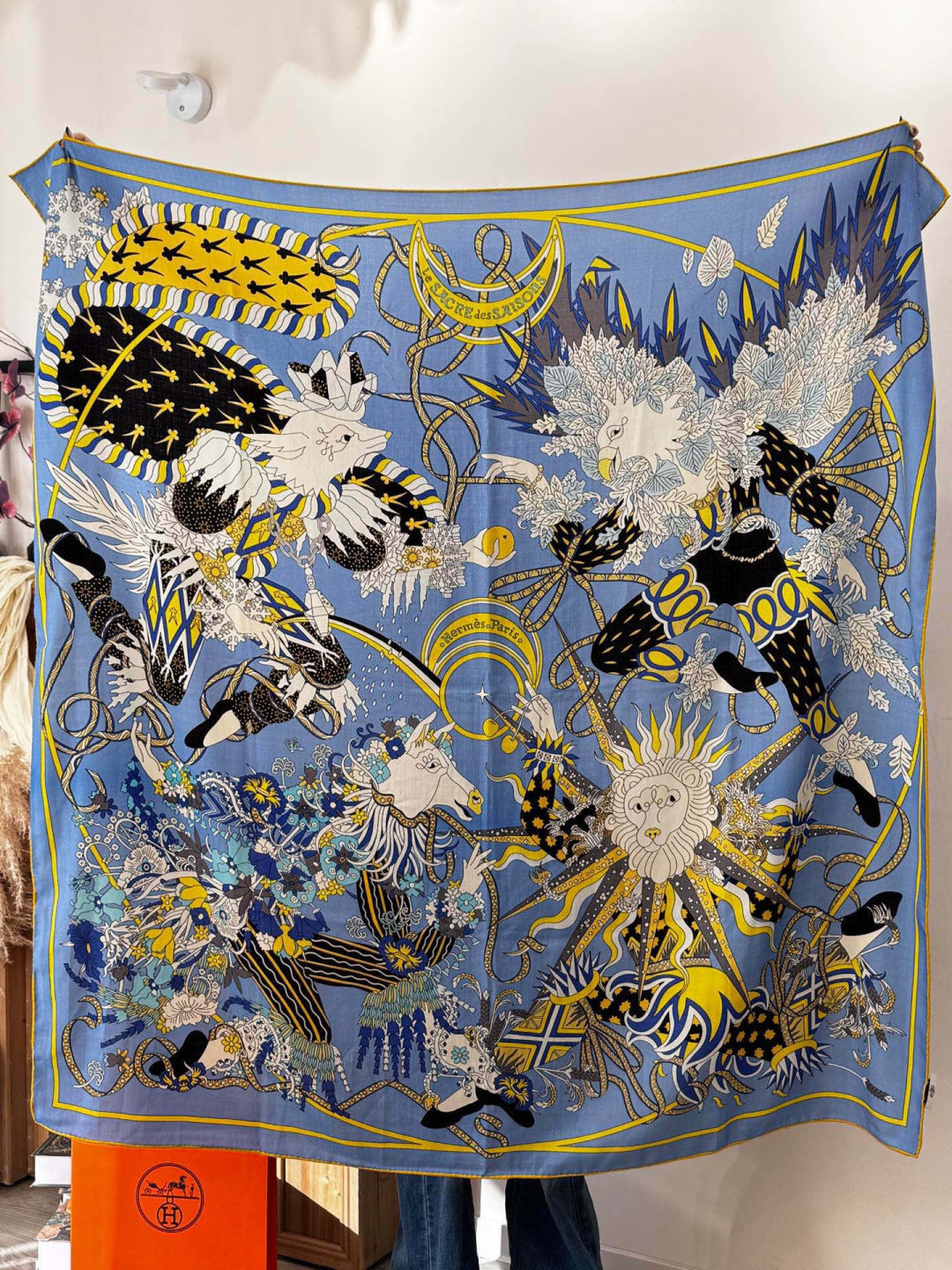 HM 25s The King Scarf 140cm Black Blue Cashmere 973053