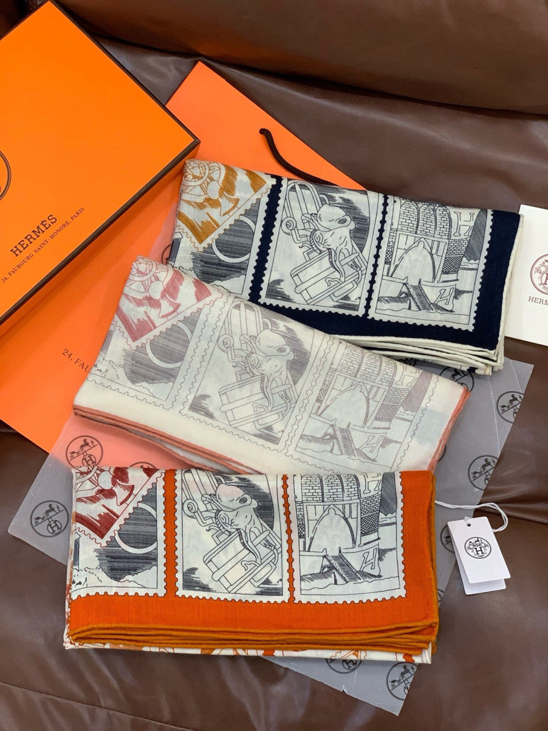 HM 25s Scarf 140cm Black Light Blue Cashmere 973061