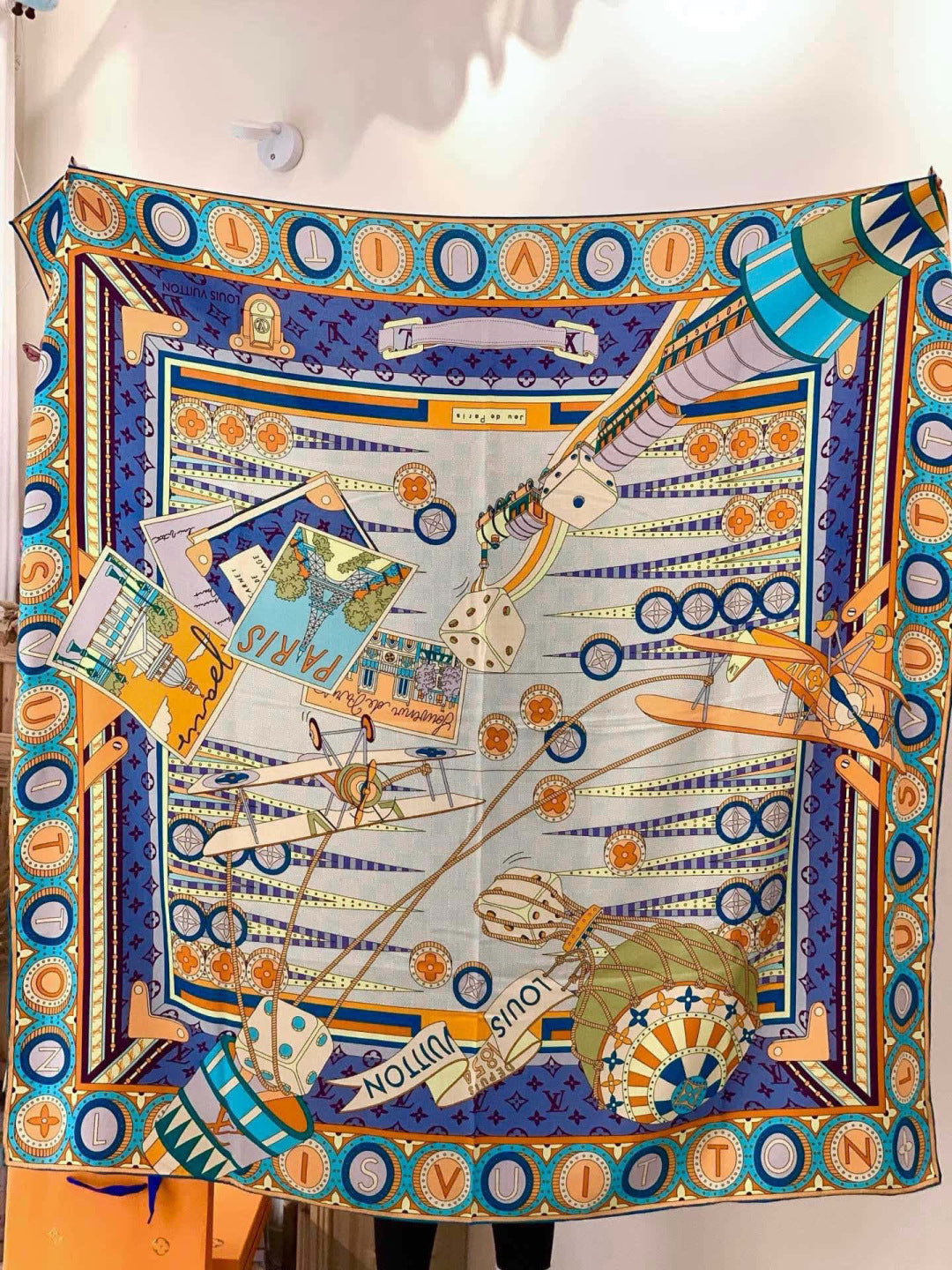 LV Double-sided Scarf 135cm Multicolor Silk Cashmere 973070