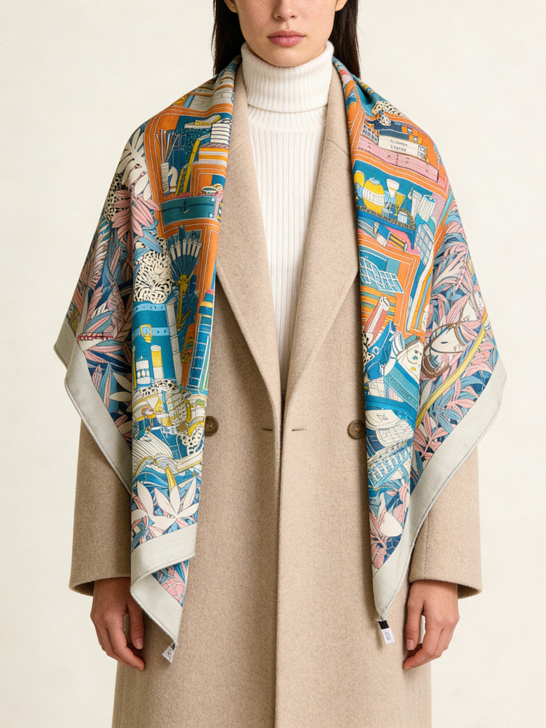 HM 25s Reversible Scarf 140cm Pink Blue Cashmere 976228