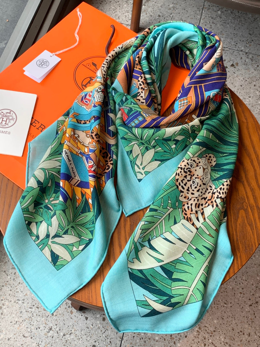 HM 25s Reversible Scarf 140cm Green Blue Cashmere 976229