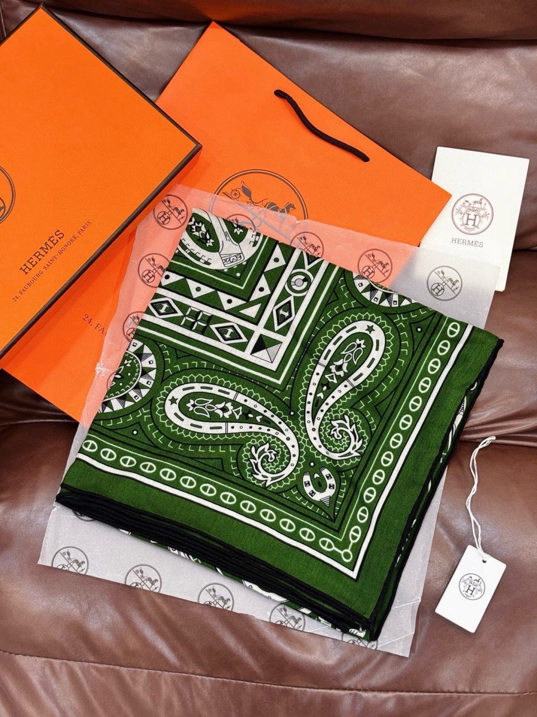 HM 25s Reversible Scarf 140cm Green Cashmere 976273