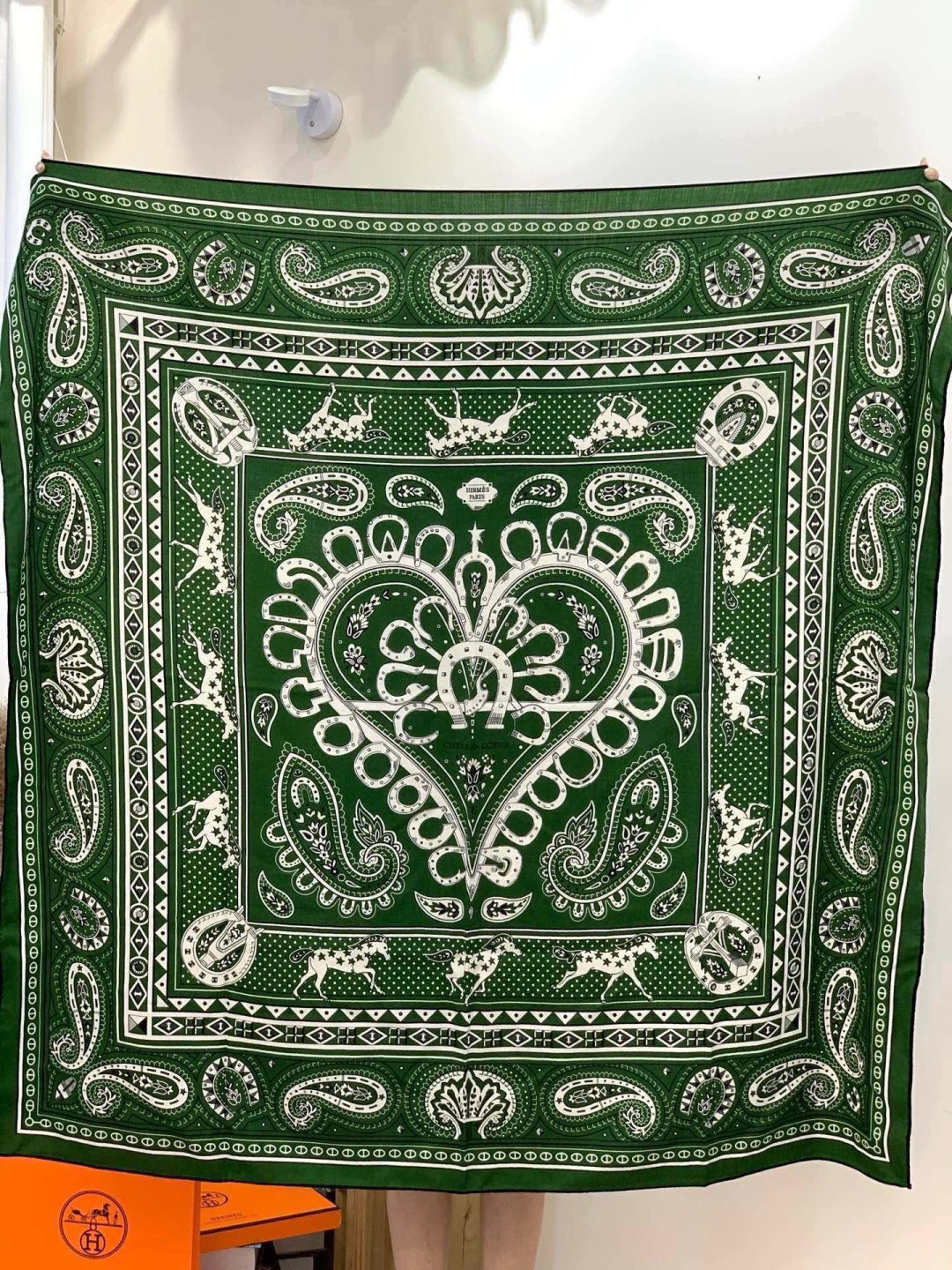 HM 25s Reversible Scarf 140cm Green Cashmere 976273