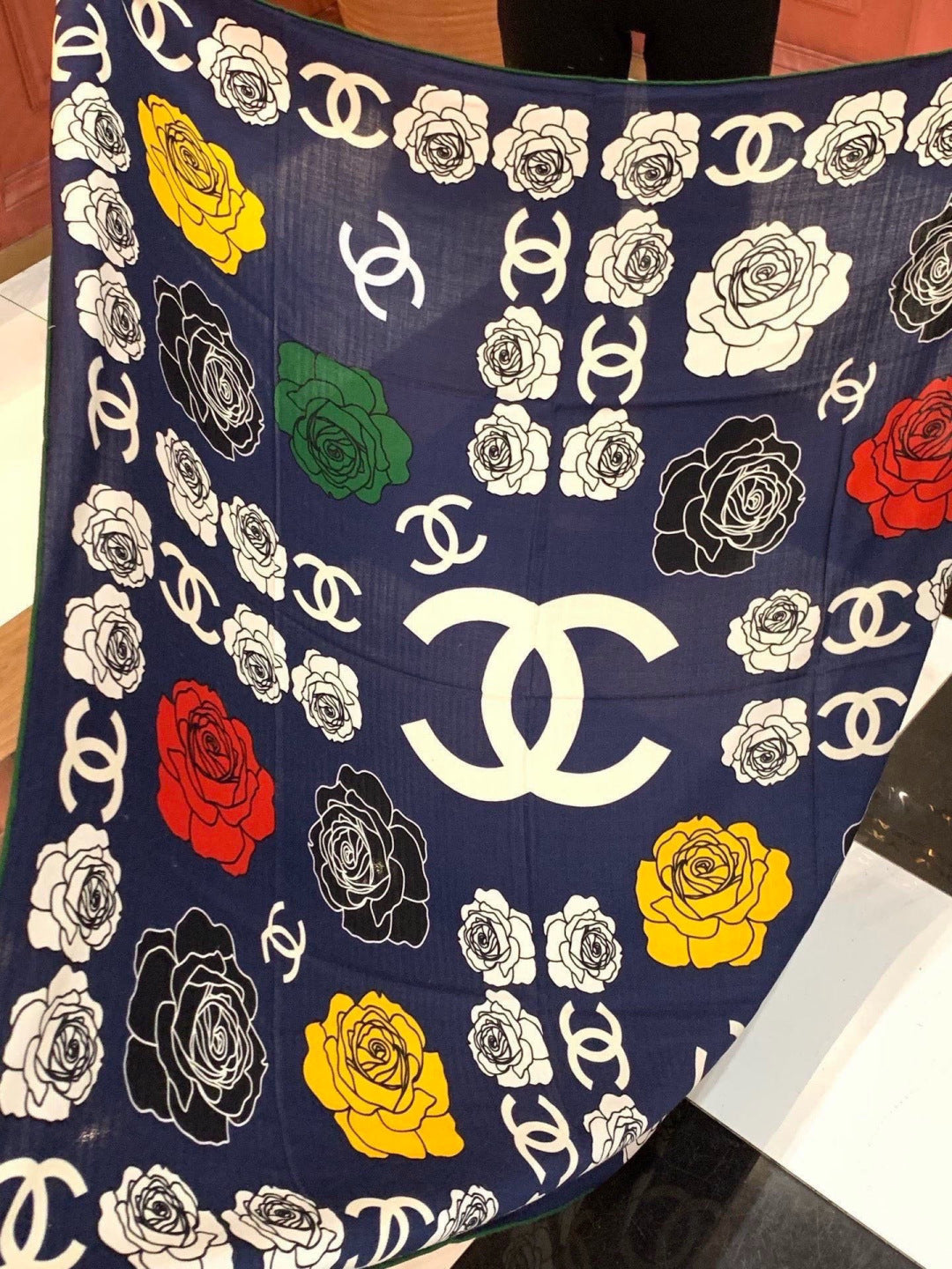 Chanel 2026 Camellia Pattern Scarf 140cm Colorful Cashmere 209427