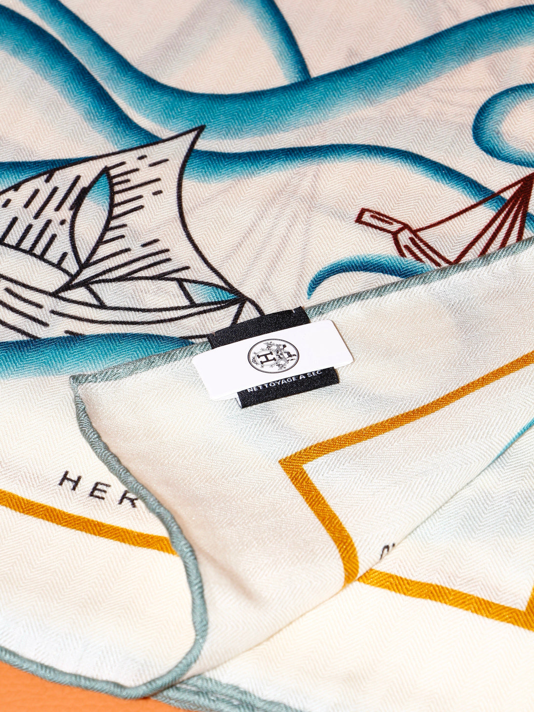 Hermès 2026 L'Appel Du Large Shawl Scarf 140cm Blue White Cashmere And Silk 218150