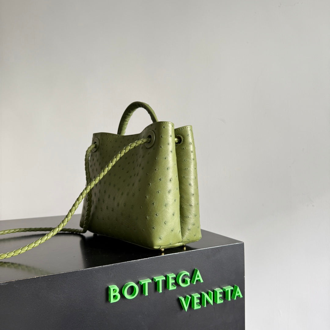 Bottega Veneta 2026 Andiamo Bag Avocado Green Ostrich Leather