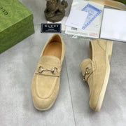 GG Men's Horsebit Loafer Beige Suede 524779